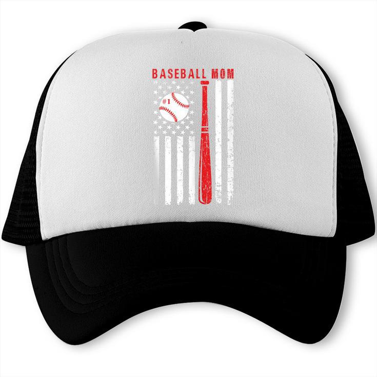 Vintage Baseball Flag Women Baseball Mom Trucker Cap