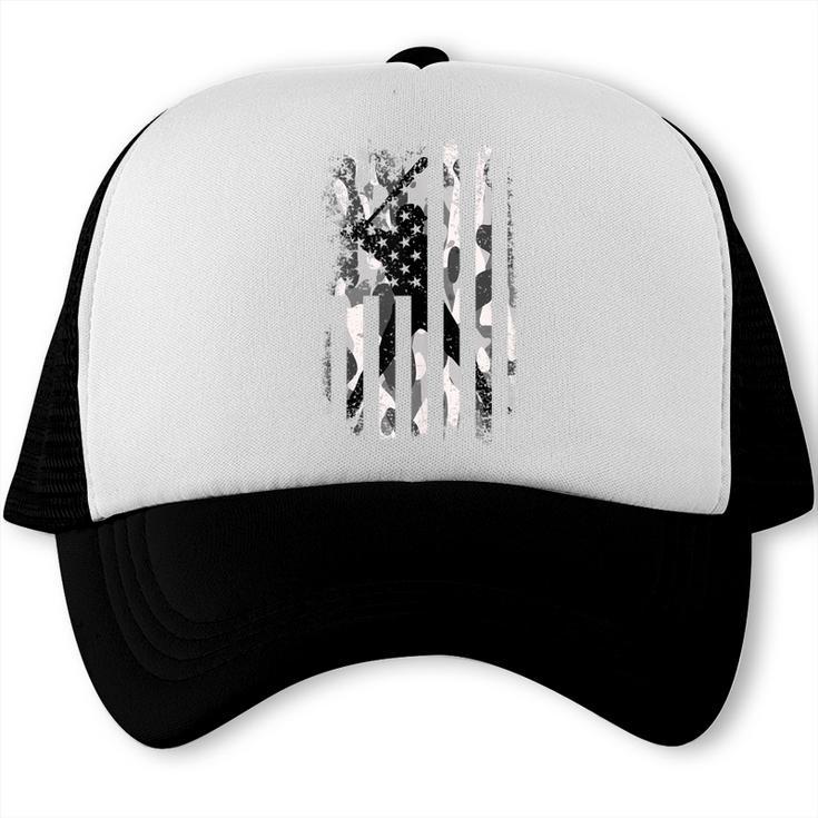 Vintage Baseball US Camouflage Flag Tee Baseball Dad Player Trucker Cap