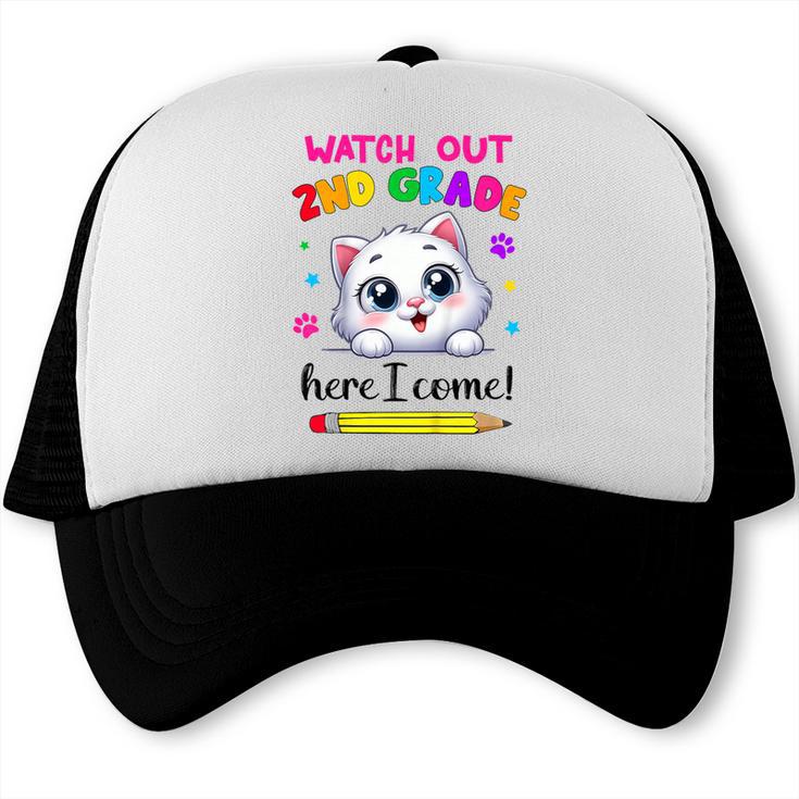 Watch Out 2nd Grade Here I Come Girls Cat Back To School Trucker Cap