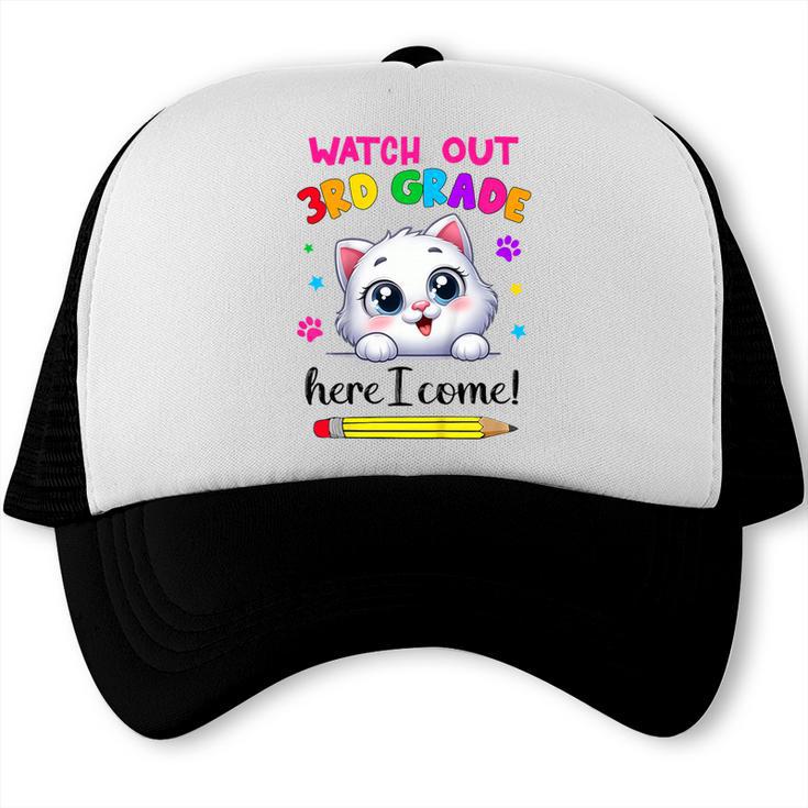 Watch Out 3rd Grade Here I Come Girls Cat Back To School Trucker Cap