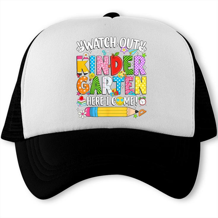 Watch Out Kindergarten Here I Come Back To School Girls Kids Trucker Cap