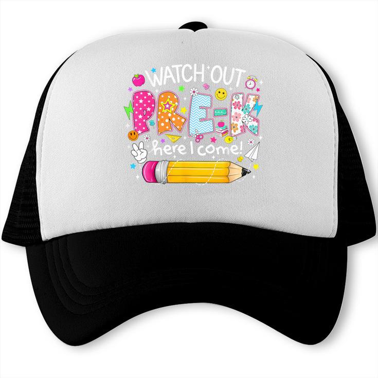 Watch Out Pre-K Here I Come Back To School Boy Girl Kids Trucker Cap