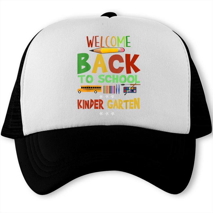 Welcome Back To School Kinder Garten First Day Of School Kid Trucker Cap