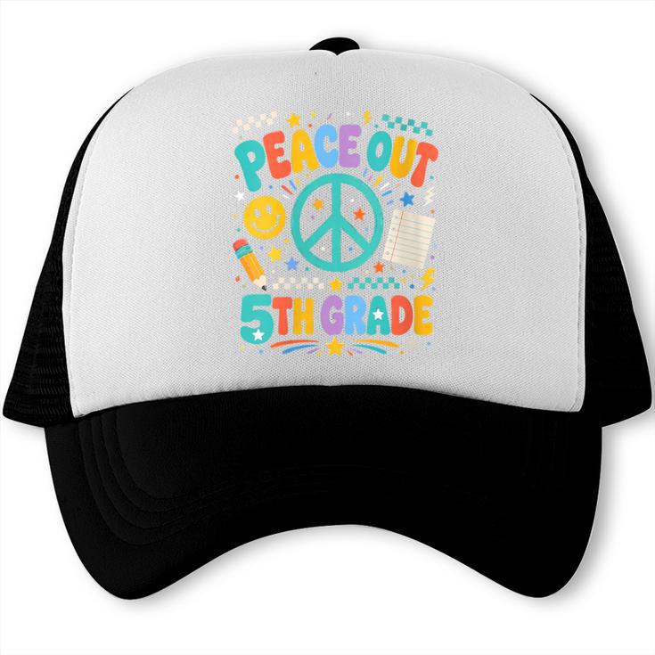 Women's Peace Out 5th Grade Retro Back To School Students Trucker Cap