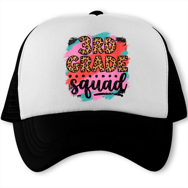 Women's Third 3rd Grade Squad Back To School Animal Print Girl Tee Trucker Cap