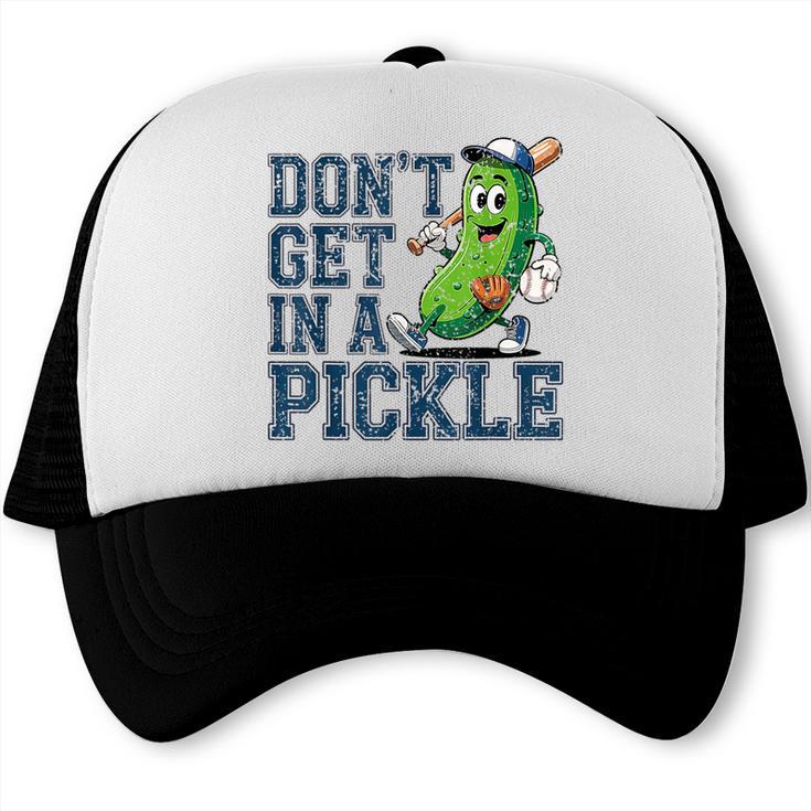Youth Baseball Catcher Humor Don’t Get In A Pickle Trucker Cap Youth Baseball Catcher Humor Don’t Get In A Pickle Trucker Cap