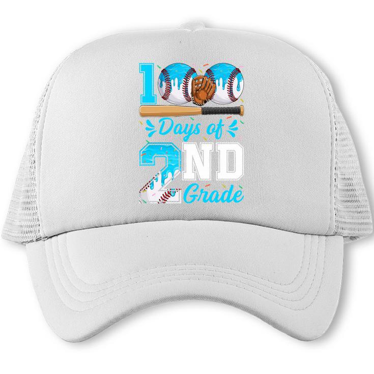 100 Days Of 2nd Grade Baseball 100th Day Of School Boys Kids Trucker Cap