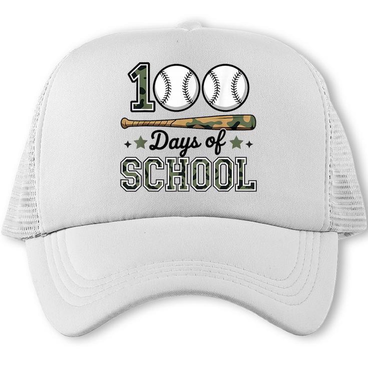 100 Days Of School Baseball Camo Boys School Teacher Trucker Cap