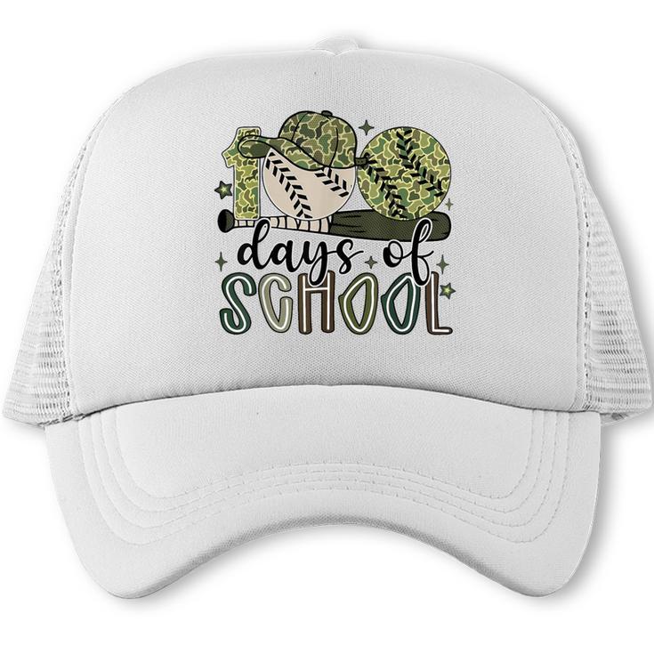 100 Days Of School Baseball Camo Cap Kids Boys 100th Day Trucker Cap