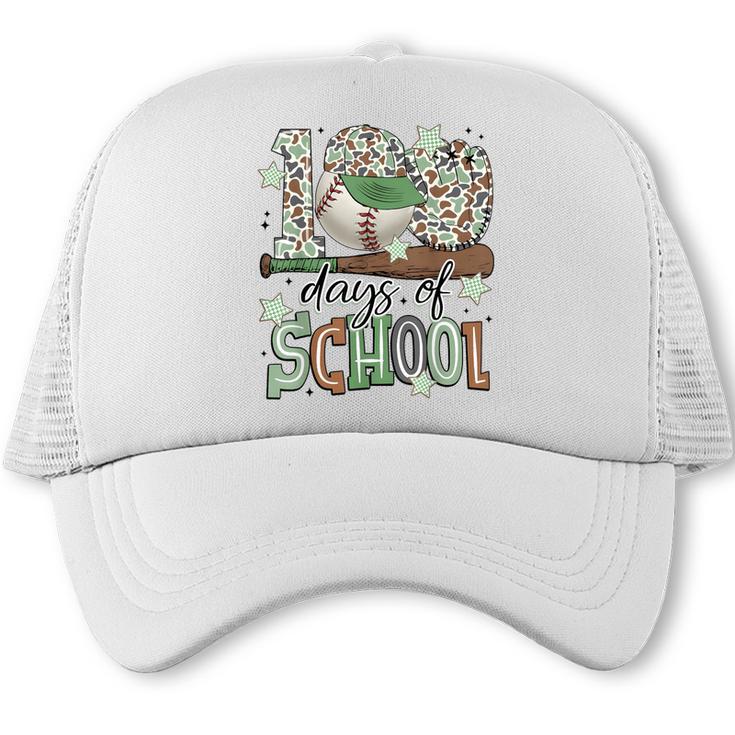 100 Days Of School Baseball Camo Men Boy Kid Trucker Cap