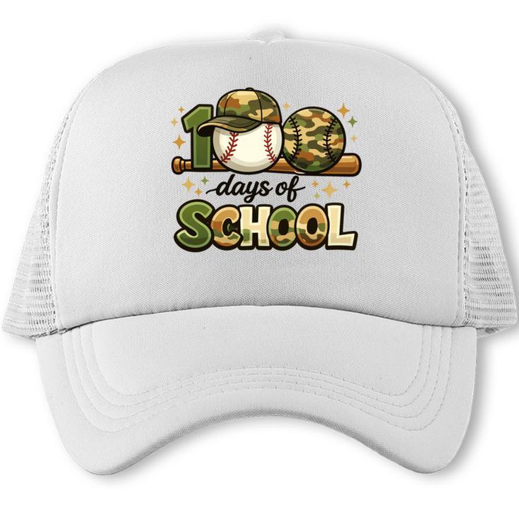 100 Days Of School Baseball Camo School Teacher Boy Trucker Cap
