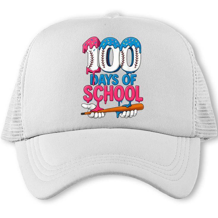 100 Days Of School Baseball Drip Bat 100th Day Of School Boy Trucker Cap