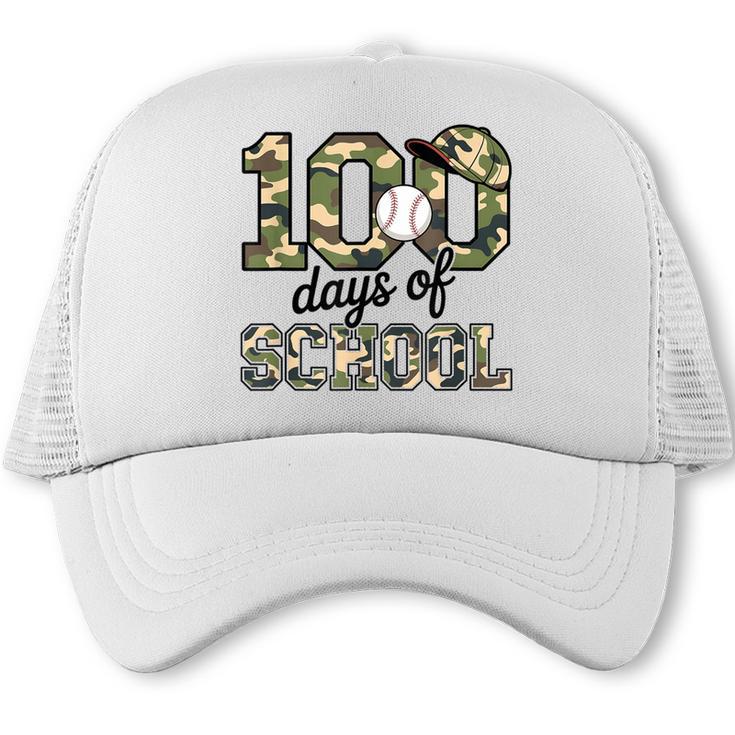 100 Days Of School Camo Baseball Camouflage For Kids Trucker Cap