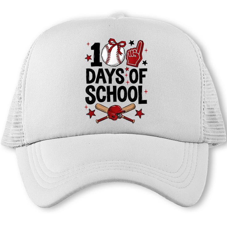 100 Days Of School Coquette Bow Baseball 100th Day Girl Kid Trucker Cap