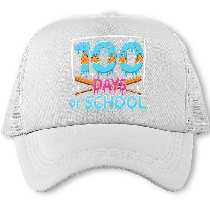 100 Days Of School Drip Ice Cream Baseball For Teacher Kids Premium Tri-Blend Trucker Cap