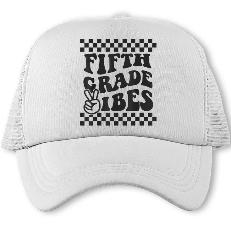 1st Day Of 5th Grade Vibes Retro Girls Back To School Boys Trucker Cap