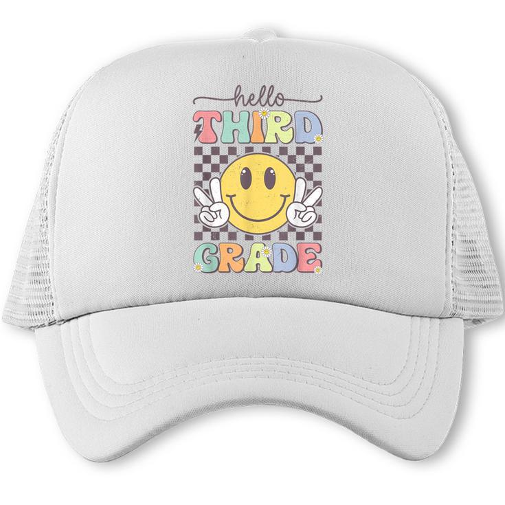 3rd Grade Team Back To School Hello Third Grade Smile Face Trucker Cap