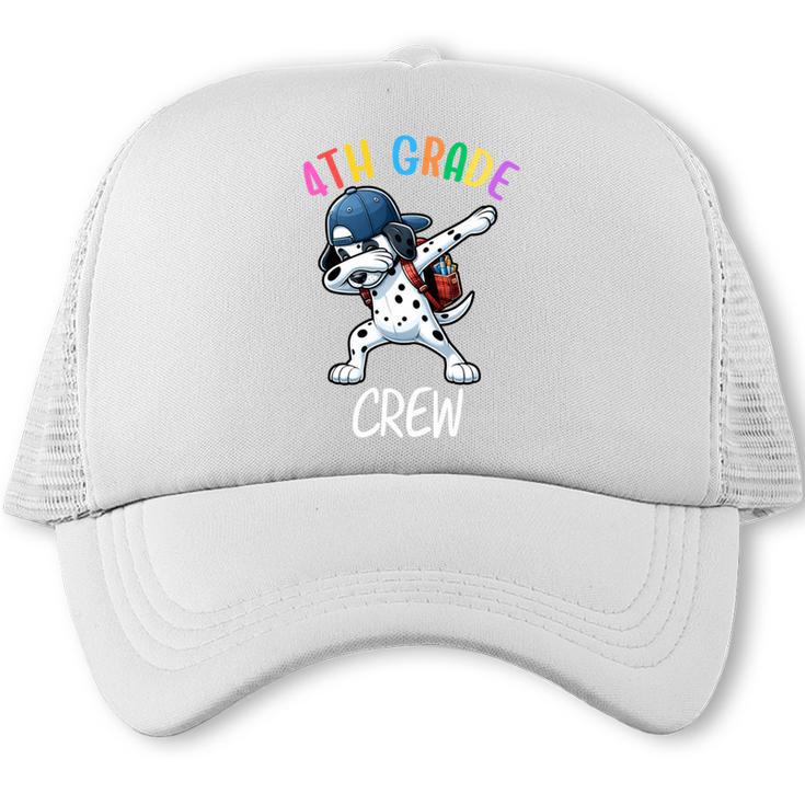 4th Grade Crew Dalmatian Dog Dabbing Back To School Premium Tri-Blend Trucker Cap
