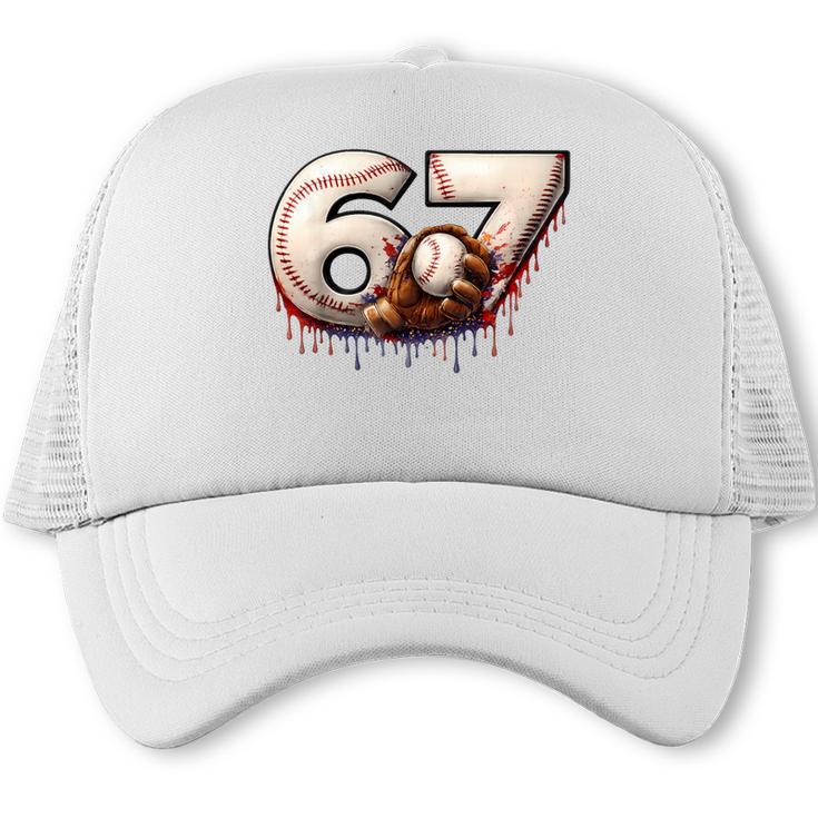 6 7 Six Seven American Baseball Graphic Trucker Cap