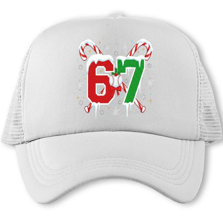 67 Baseball Christmas Candy Cane Snowflake Holiday Sports Trucker Cap