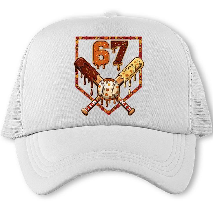 67 Baseball Drip Thanksgiving Six Seven Boys Teens Kids Trucker Cap