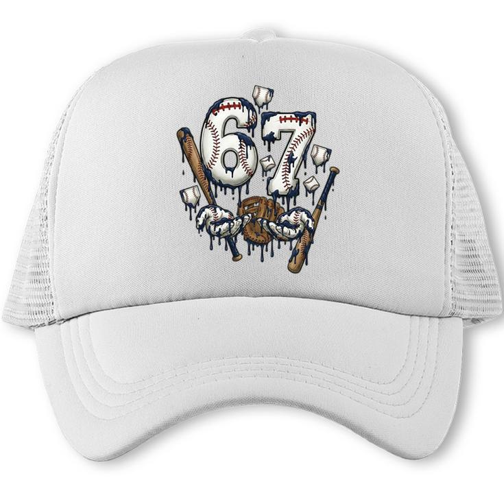 67 Baseball Six Seven Baseball 6 7 Kids Boys Girls Premium Tri-Blend Trucker Cap