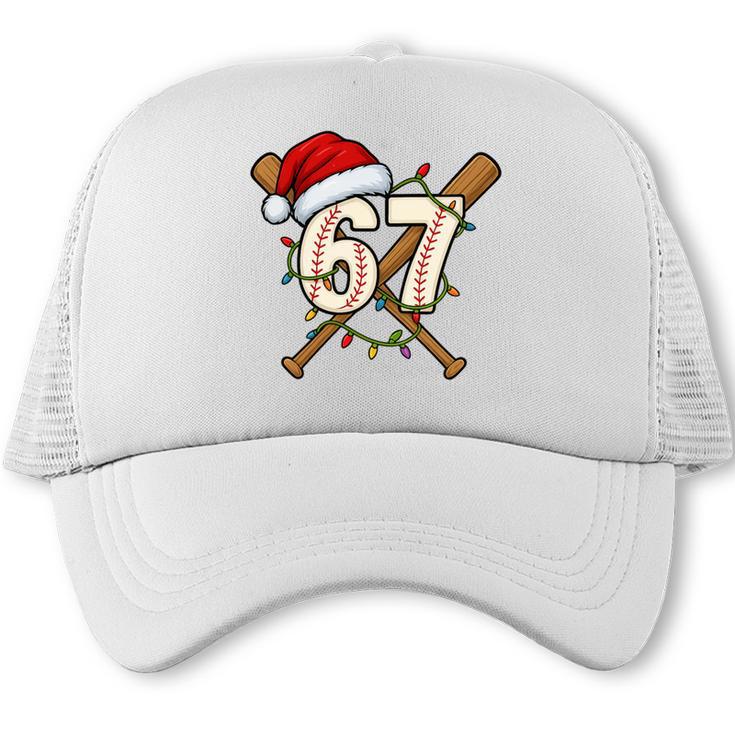 67 Baseball Xmas Lights Santa Hat Holiday Trucker Cap