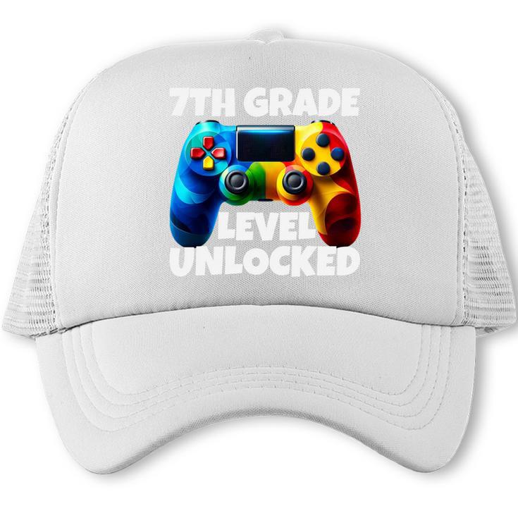 7th Grade Level Unlocked Back To School Gamer Boys Girls Trucker Cap
