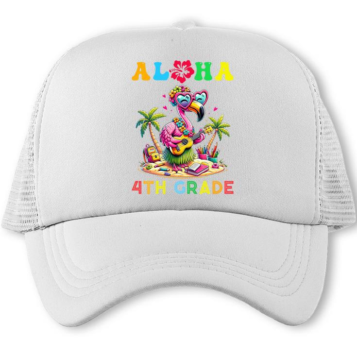 Aloha Fourth Grade Flamingo Hawaii Back To School Kids Girl Premium Tri-Blend Trucker Cap