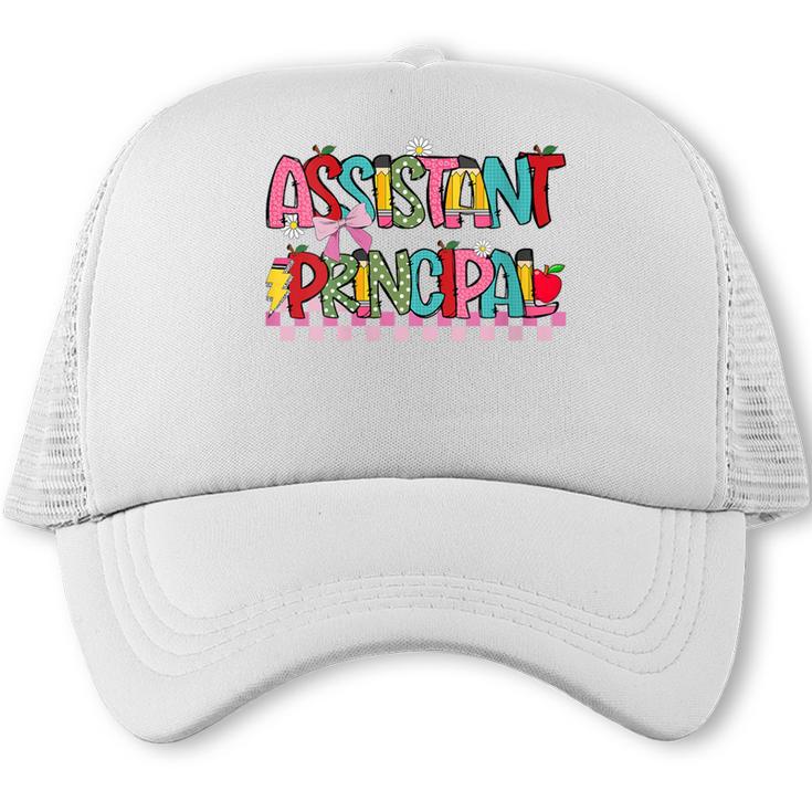 Assistant Principal Coquette Bow Pencil Cute Back To School Trucker Cap