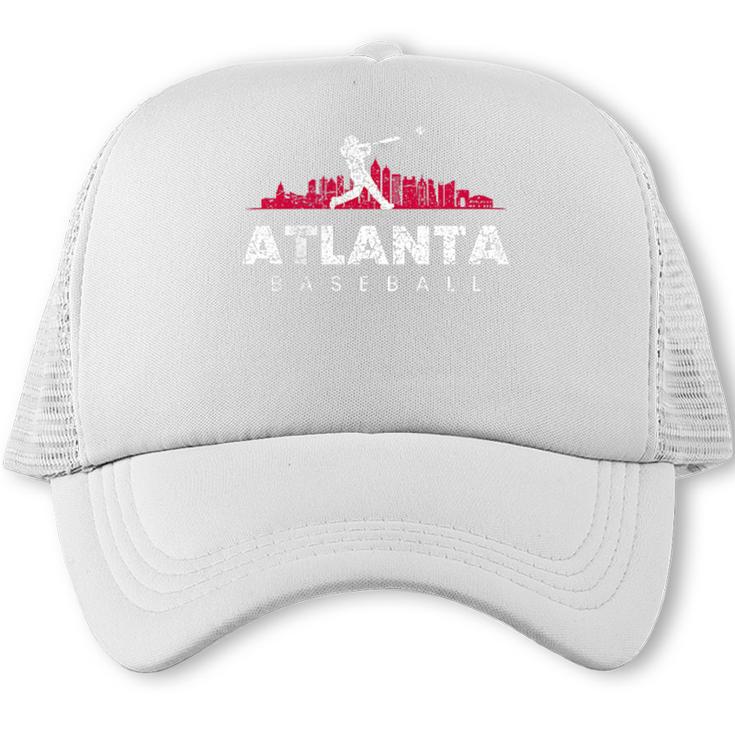 Atlanta Baseball Vintage Player Minimalist Skyline Retro Trucker Cap