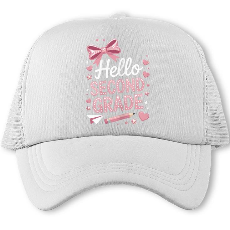 Back To School Cute Pink Coquette Girls Hello Second Grade Trucker Cap