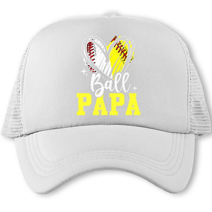 Ball Papa Softball Baseball Dad Daddy Premium Trucker Cap