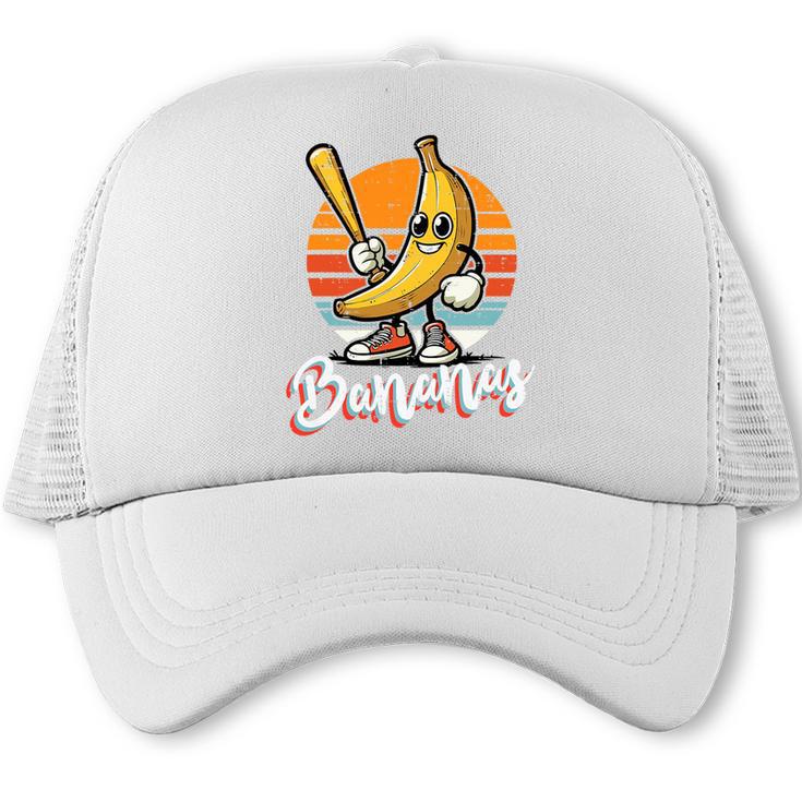 Bananas Baseball Sunset Retro Fruit Sports Boys Kids Men Premium Tri-Blend Trucker Cap