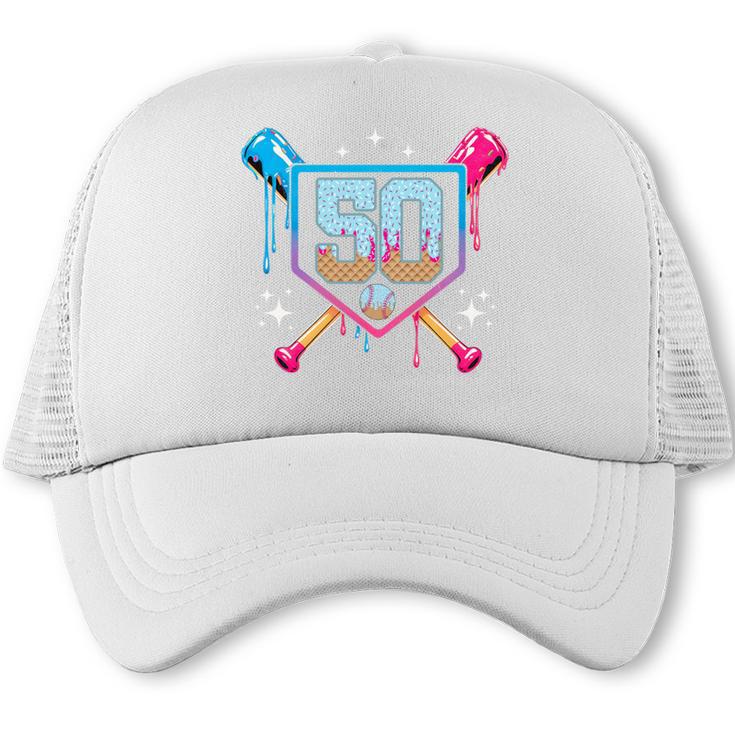 Baseball 50 Year Old Ice Cream Drip 50th Birthday Number 50 Trucker Cap