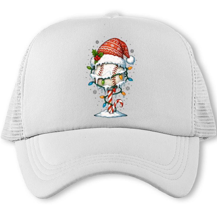 Baseball Christmas Ball Hat Snow Winter Premium Tri-Blend Trucker Cap