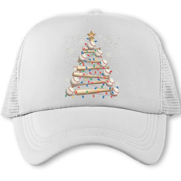 Baseball Christmas Tree Light Xmas Tees Boys Kids Men Trucker Cap