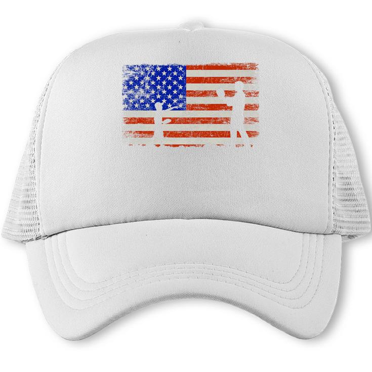 Baseball Coach Baseball Dad American Flag Premium Trucker Cap