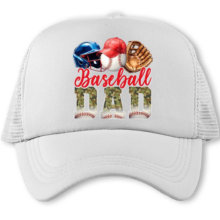 Baseball Dad Camo Father's Day Baseball Stuff Men Premium Trucker Cap