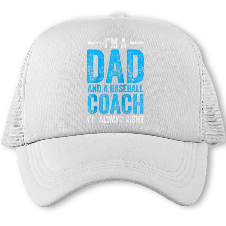 Baseball Dad Coach Father's Day Raglan Baseball Tee Trucker Cap
