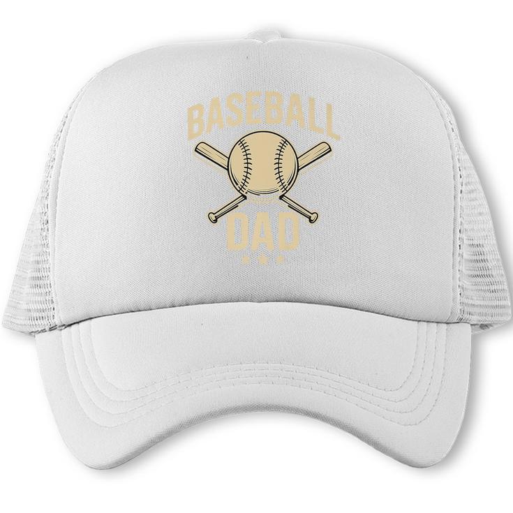 Baseball Dad Crossed Bats Cool Sports Fan Vintage Premium Trucker Cap
