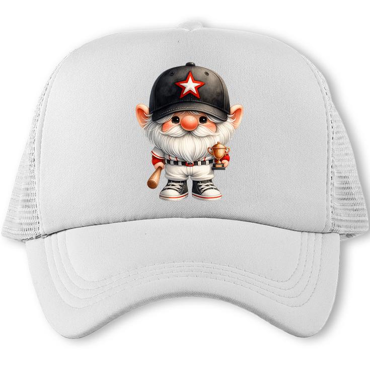 Baseball Dad Gnome For Baseball Lover With Winner Trophy Premium Tri-Blend Trucker Cap