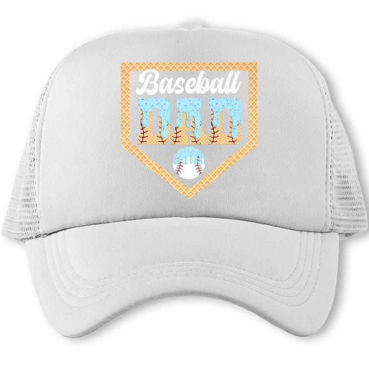 Baseball Dad Ice Cream Drip Home Plate Cool Fathers Day Premium Trucker Cap