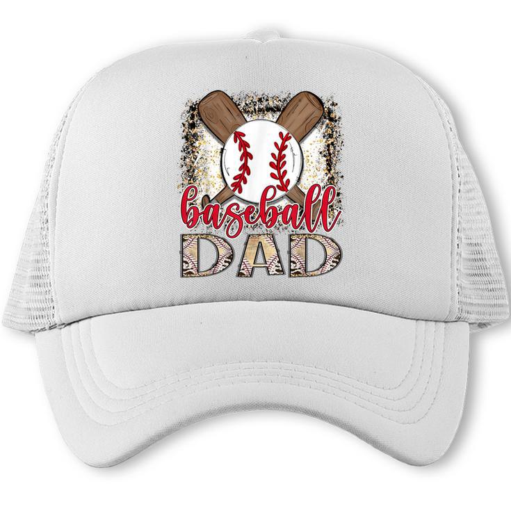 Baseball Dad Leopard Proud Ball Dad Game Day Trucker Cap