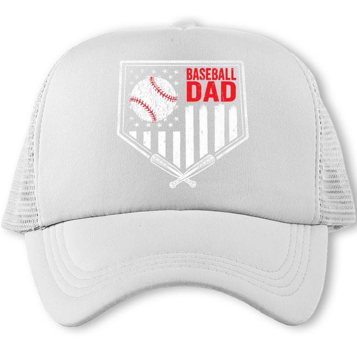Baseball Dad Men USA American Flag Fathers Day 4th Of July Premium Trucker Cap