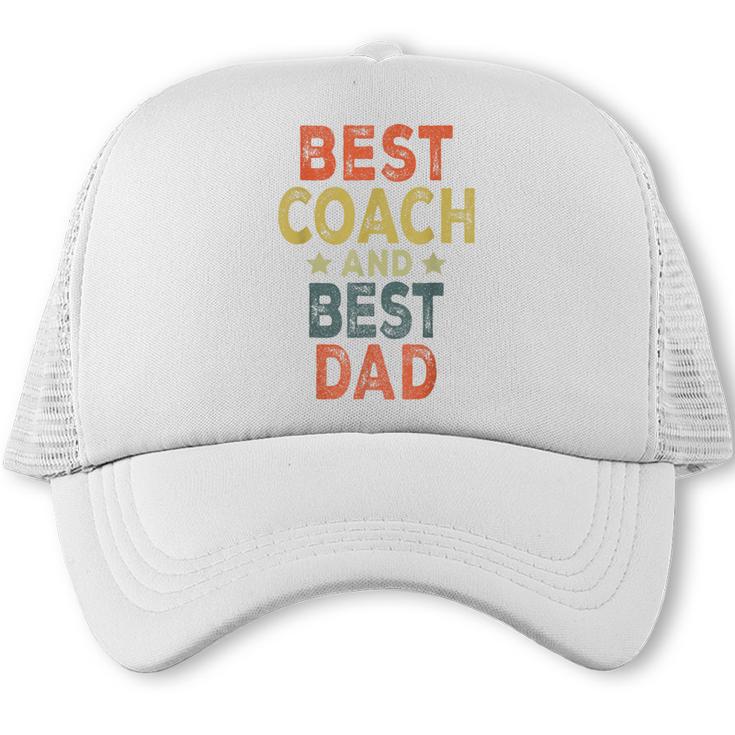 Baseball Dad For Men Vintage Best Coach And Best Dad Trucker Cap