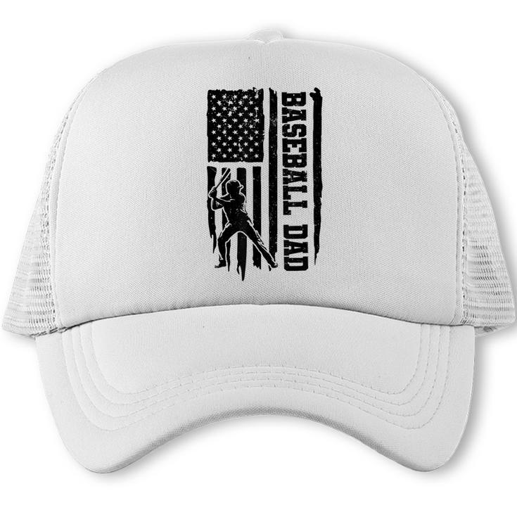 Baseball Dad Retro American USA Flag Baseball Father's Day Trucker Cap