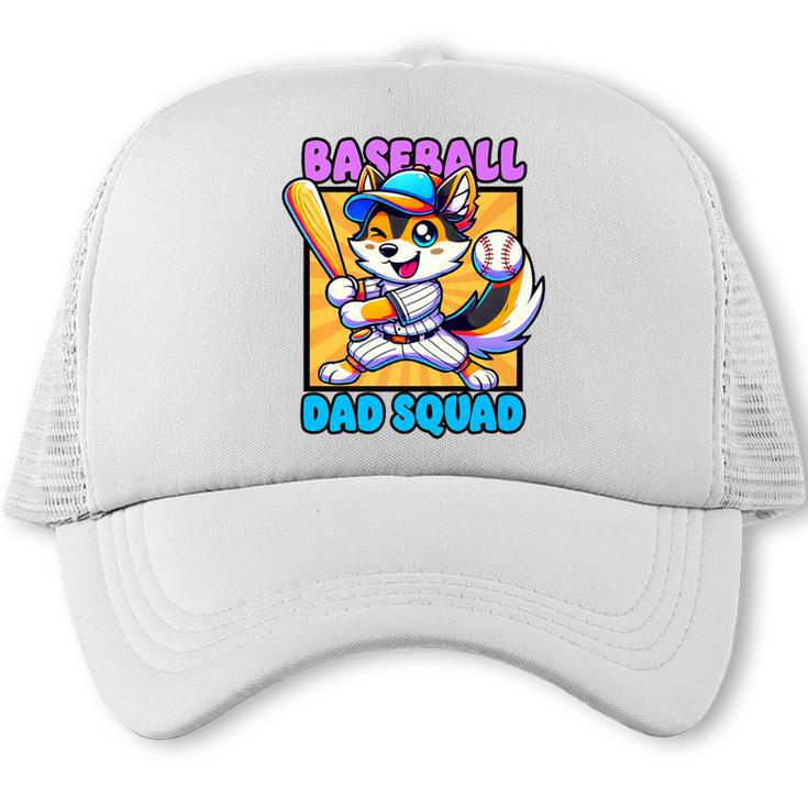 Baseball Dad Squad Fox On The Bat Premium Trucker Cap