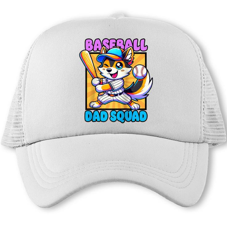 Baseball Dad Squad Fox On The Bat Raglan Baseball Tee Trucker Cap