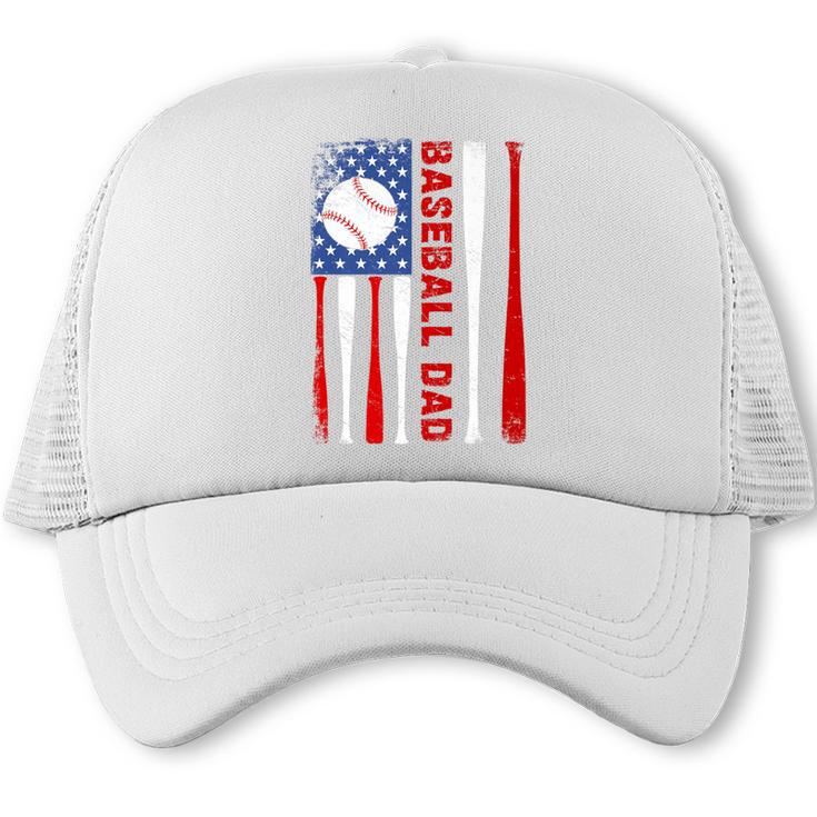 Baseball Dad USA American Flag Father's Day 4th Of July Premium Trucker Cap